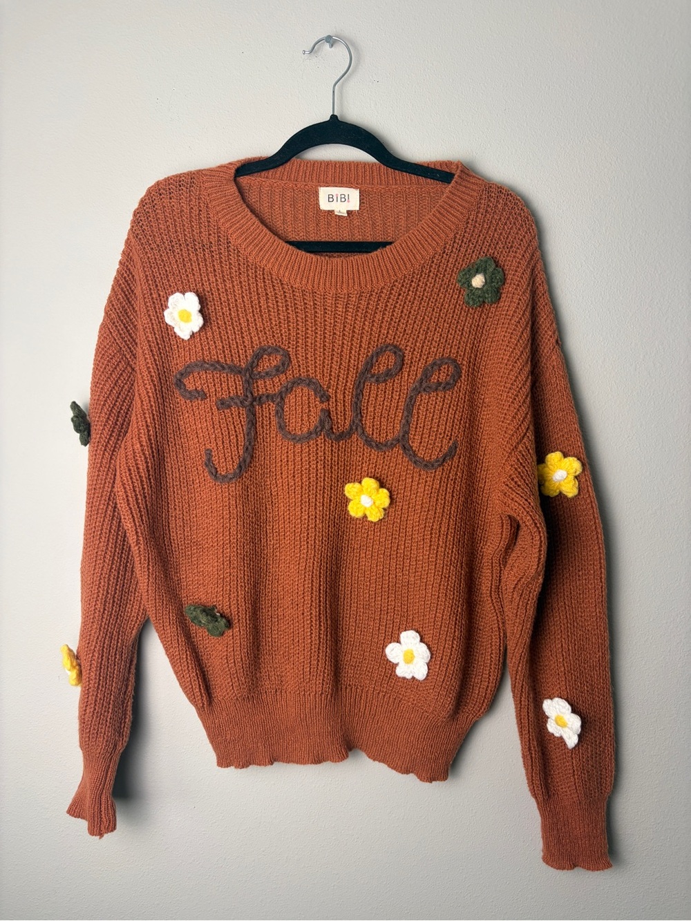 BiBi Rust Fall Crew Neck Sweater Size L